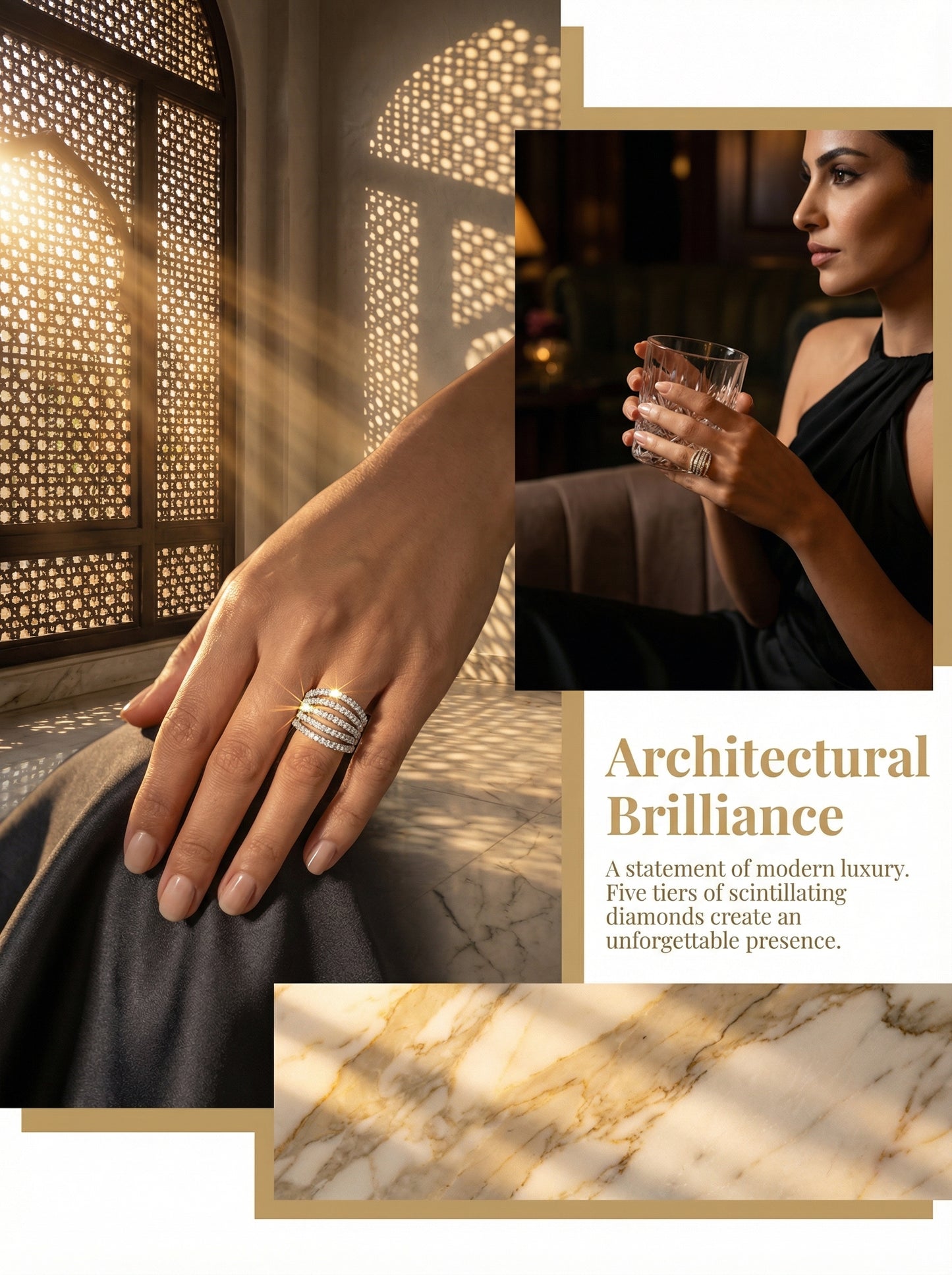 خاتم صف من خمسة ألماس بريليانت