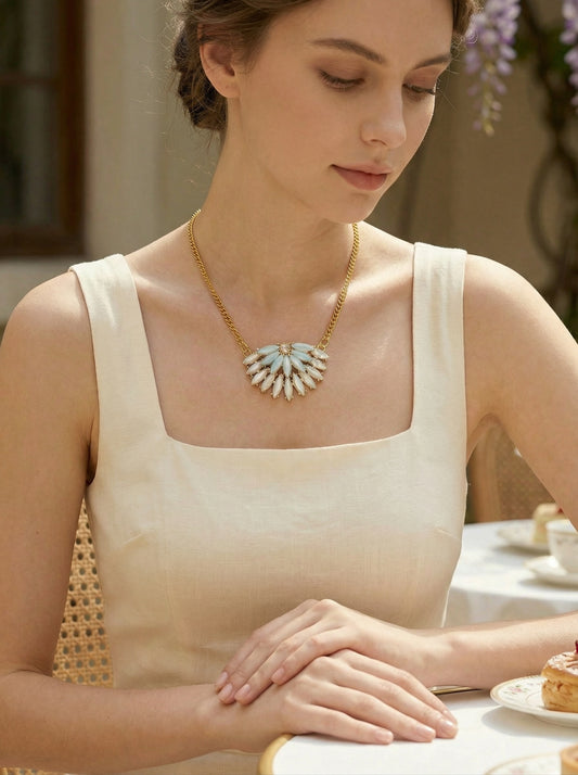 Bohemian Fan-shaped Opal Necklace