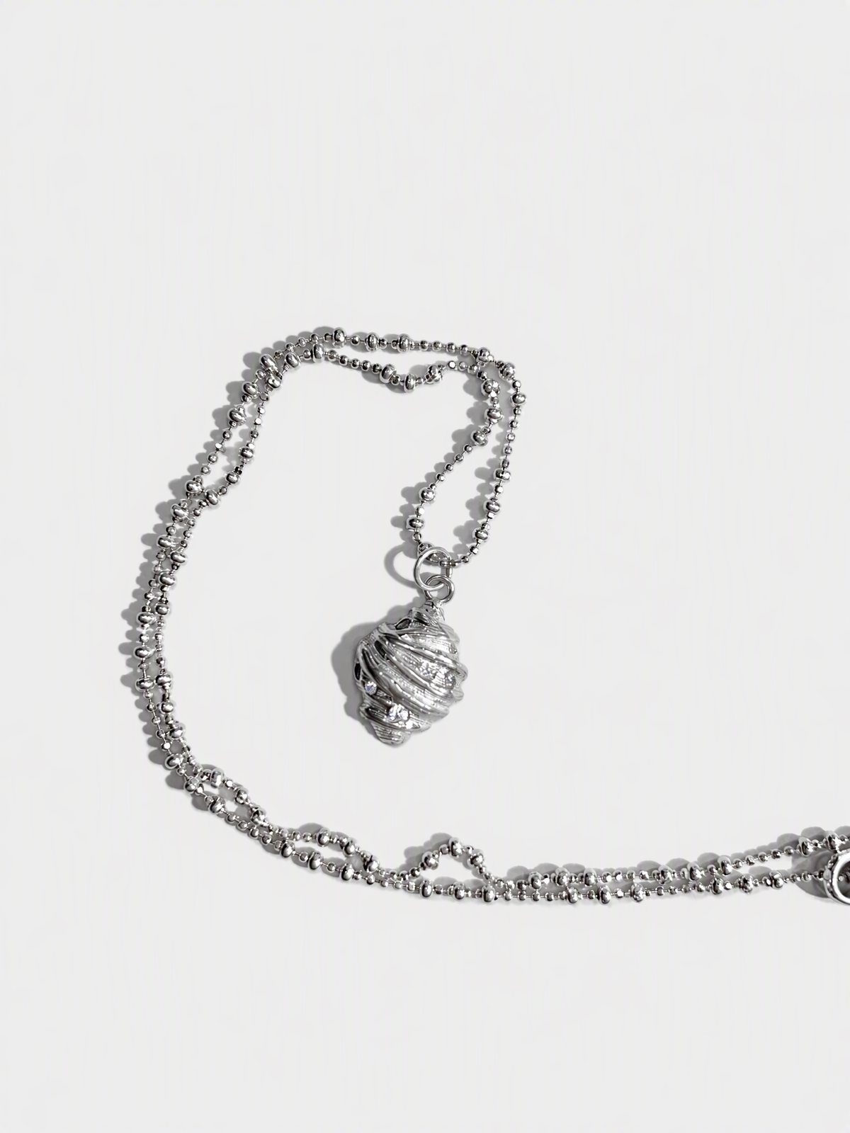 Sterling Silver Croissant Charm Necklace