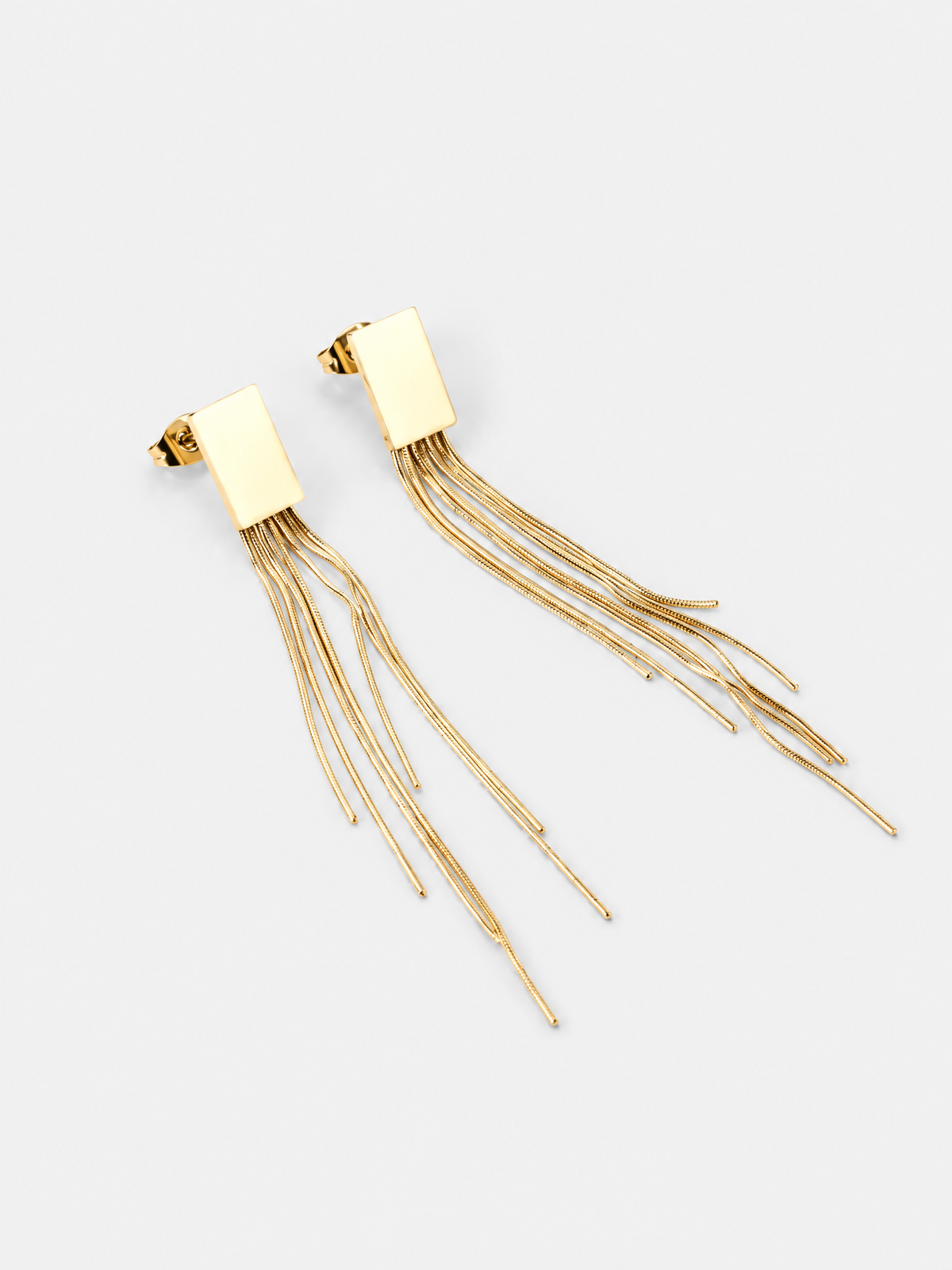 Gold Chain Fringe Tassel Earrings