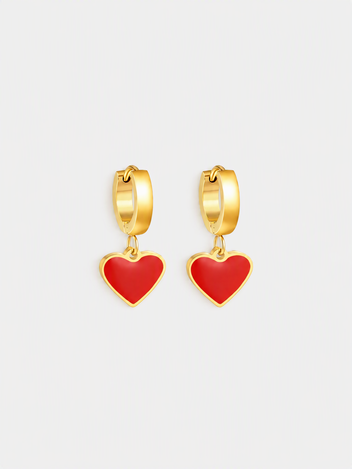 Enamel Heart Charm Hoops