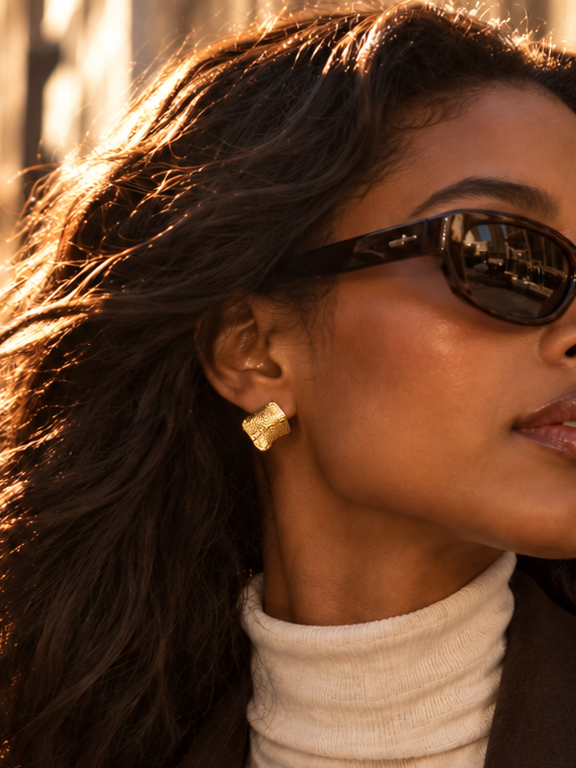 Croc-Embossed Sculptural Studs