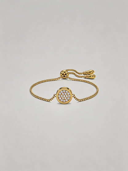 24K Gold Micro-Set Full Diamond Round Bracelet