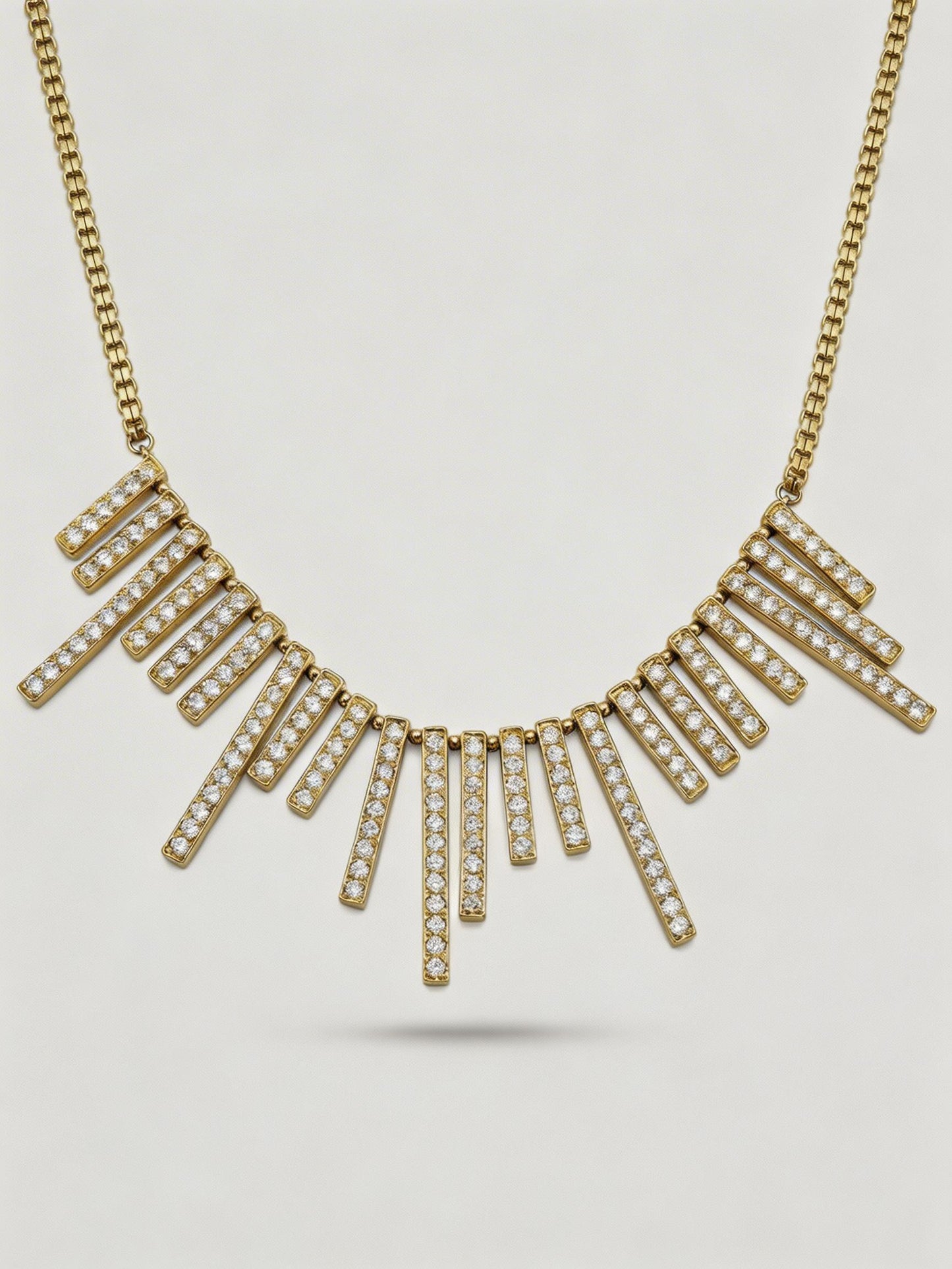 Vintage Gold Starburst Diamond Row Necklace