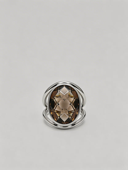 Vintage Smoky Quartz Sterling Silver Ring