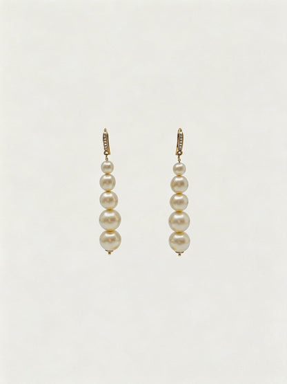 Long Drop Earrings with Gradient-sized Pearls