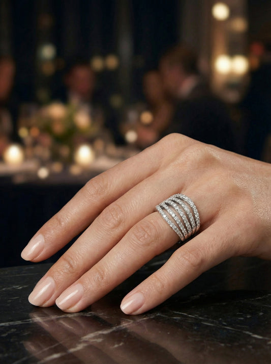 Brilliant Five Diamond Row Ring