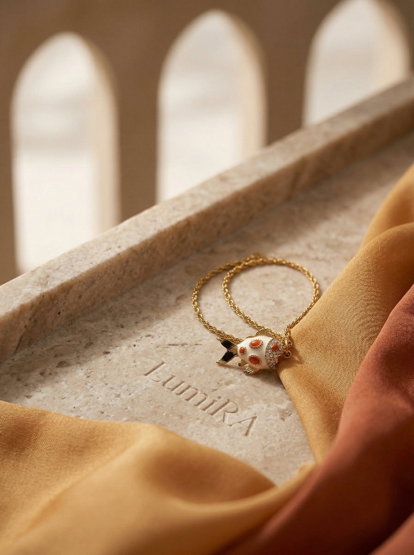 Vintage Enamel Small Goldfish Necklace