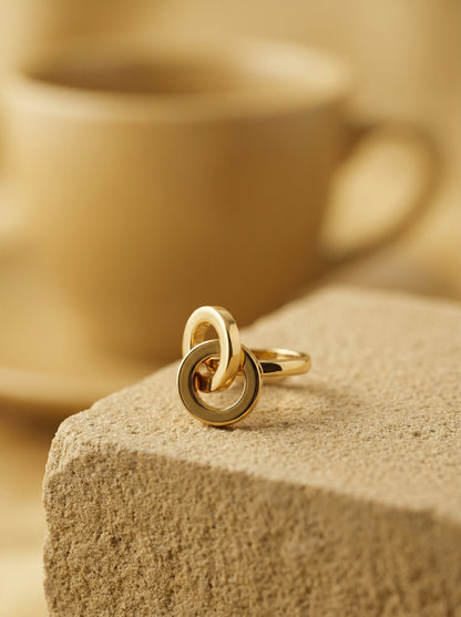 Minimalist Geometric Gilded Ring