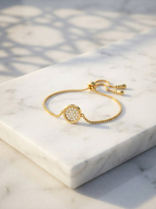 24K Gold Micro-Set Full Diamond Round Bracelet