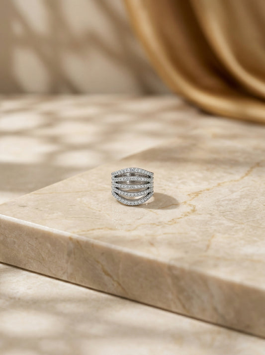 Brilliant Five Diamond Row Ring