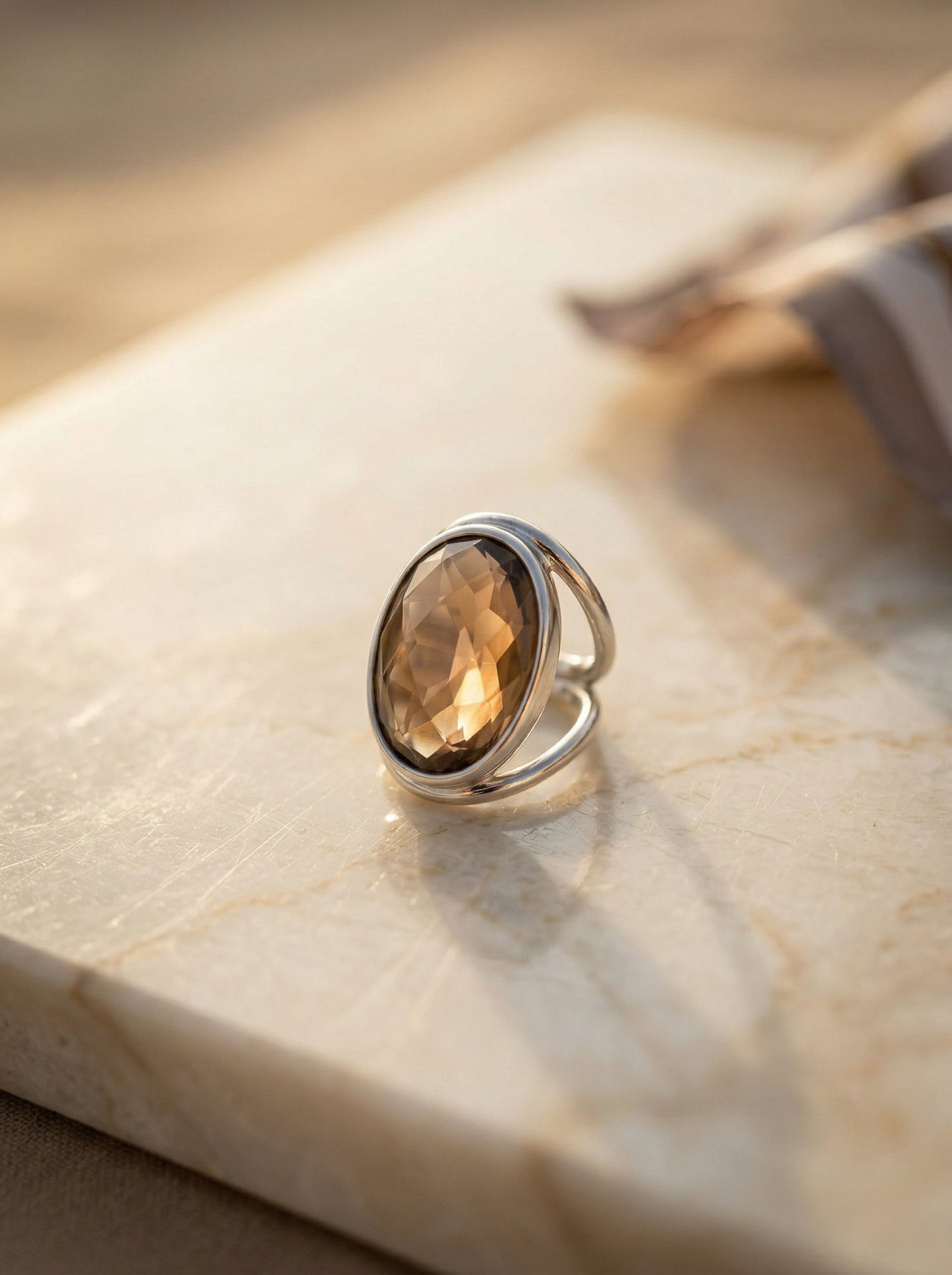 Vintage Smoky Quartz Sterling Silver Ring
