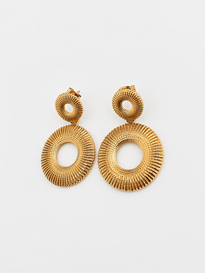 Sunburst Double Circle Drop Earrings