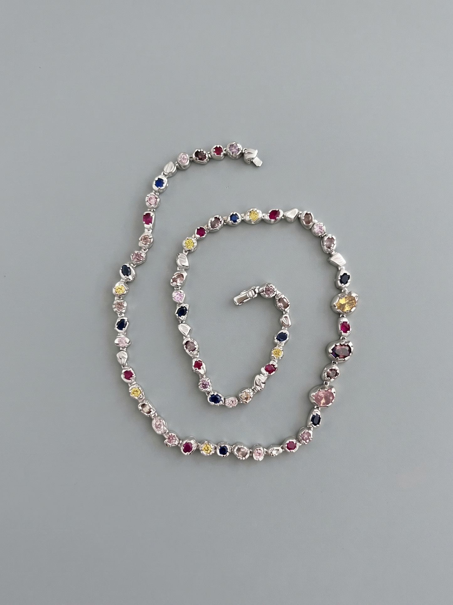 Multicolor Gemstone Sterling Silver Necklace