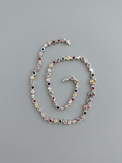 Multicolor Gemstone Sterling Silver Necklace