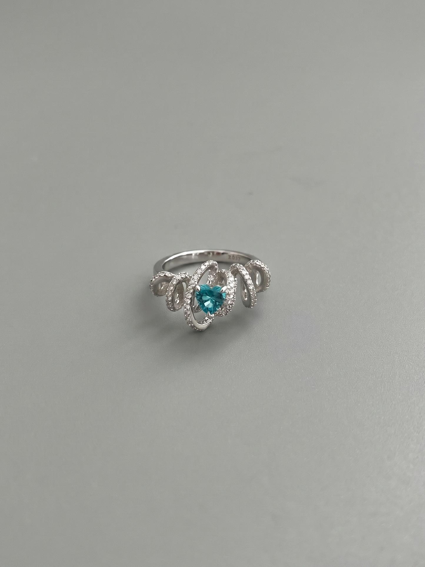 Aquamarine Heart Sterling Silver Wrap Ring