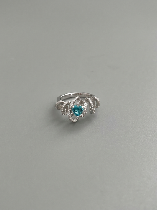 Aquamarine Heart Sterling Silver Wrap Ring