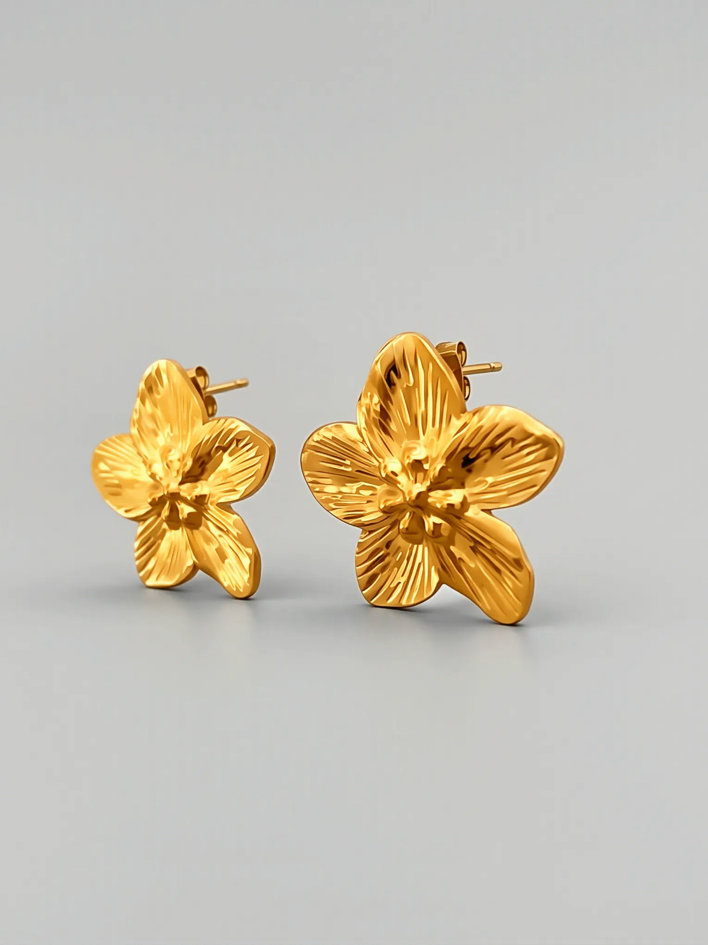 French Vintage Embossed Cicada & Floral Stud Earrings