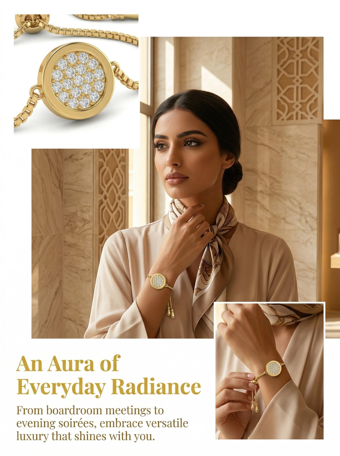 24K Gold Micro-Set Full Diamond Round Bracelet