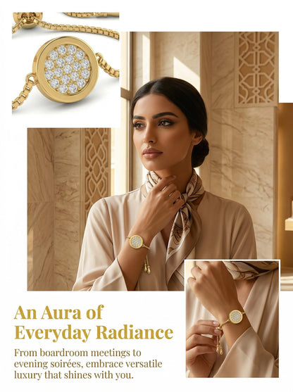 24K Gold Micro-Set Full Diamond Round Bracelet