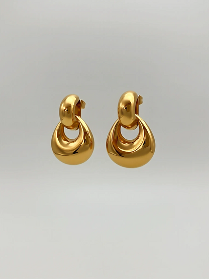 Boucles d'oreilles créoles dorées goutte d'eau vintage française