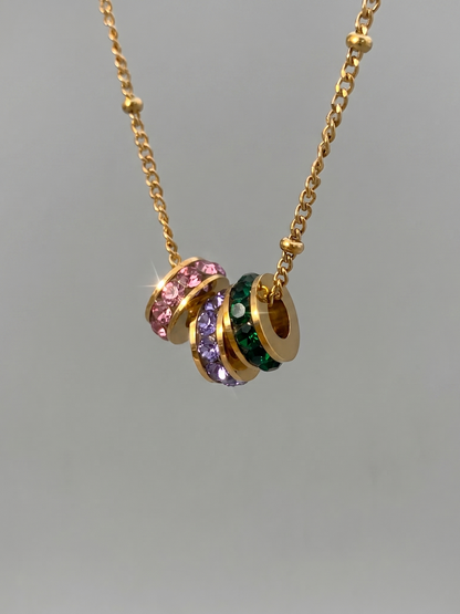 Collier à perles porte-bonheur trois tons or 18 carats