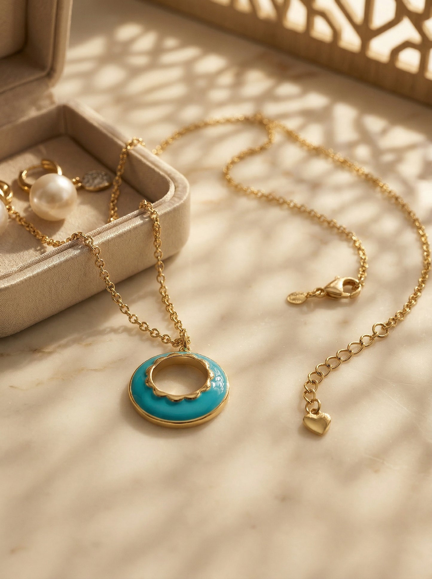 Enamel Glaze Circular Pendant Necklace