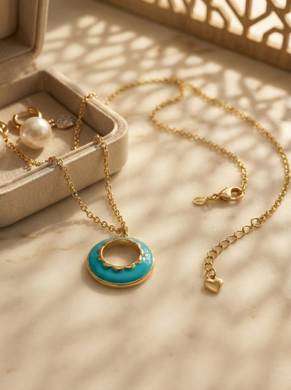 Enamel Glaze Circular Pendant Necklace
