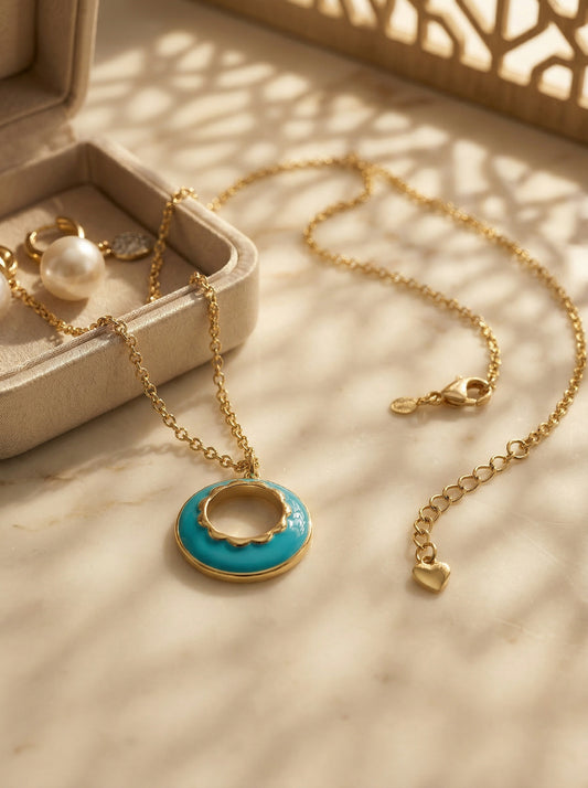 Enamel Glaze Circular Pendant Necklace