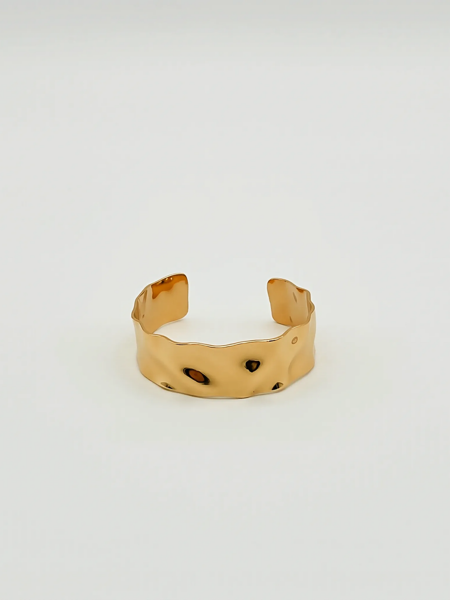 Minimalist Liquid Gold Ruffled Wide Cuff Bracelet