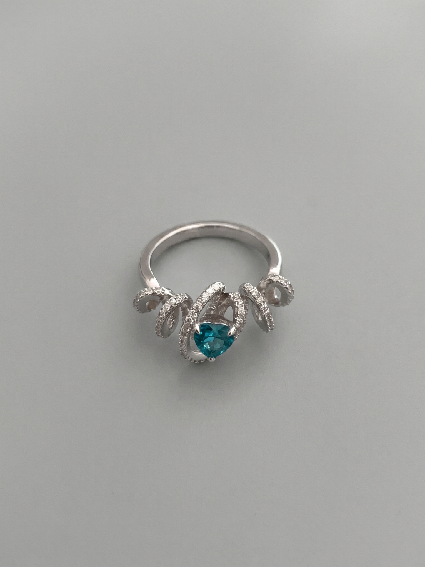 Aquamarine Heart Sterling Silver Wrap Ring