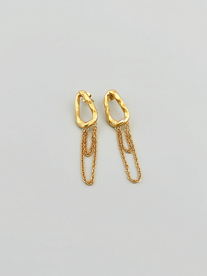 Textured Liquid Gold Tassel Earrings