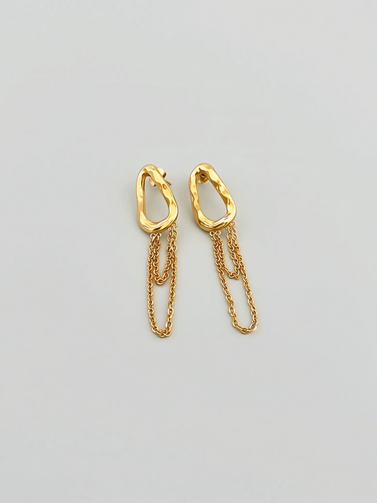 Textured Liquid Gold Tassel Earrings