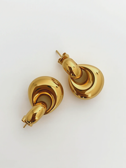 Boucles d'oreilles créoles dorées goutte d'eau vintage française