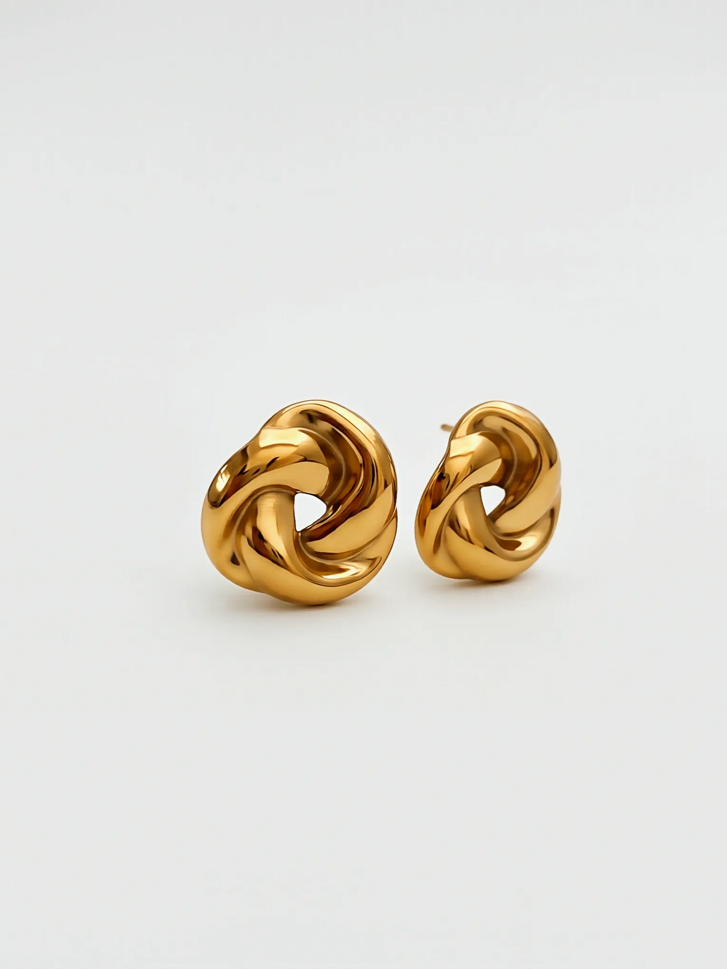 Twisted Möbius Ring Gold Stud Earrings