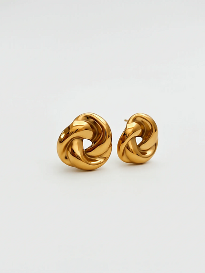Twisted Möbius Ring Gold Stud Earrings