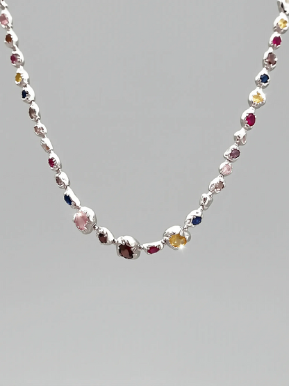Multicolor Gemstone Sterling Silver Necklace