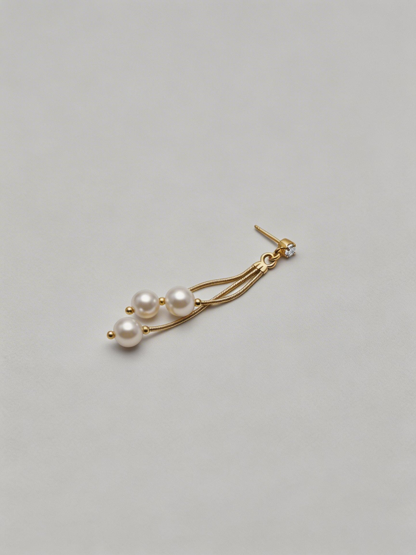 Gold Chain Pearl Tassel Pendant Earrings