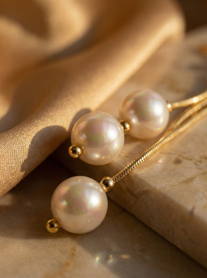 Gold Chain Pearl Tassel Pendant Earrings