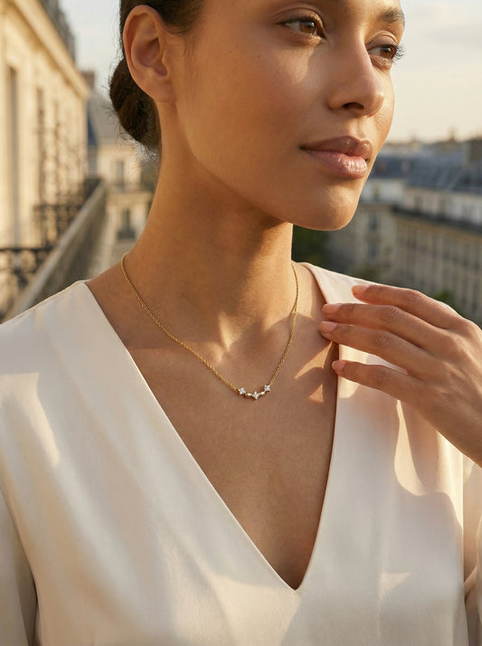 Starlit Radiance Gold-Plated Clavicle Necklace