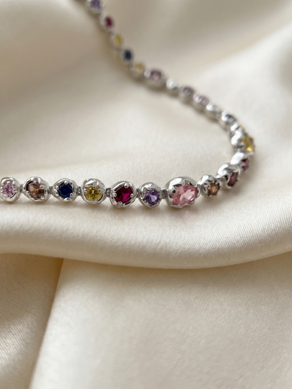 Multicolor Gemstone Sterling Silver Necklace