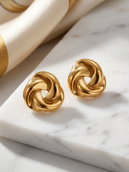 Twisted Möbius Ring Gold Stud Earrings