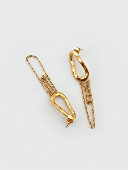 Textured Liquid Gold Tassel Earrings