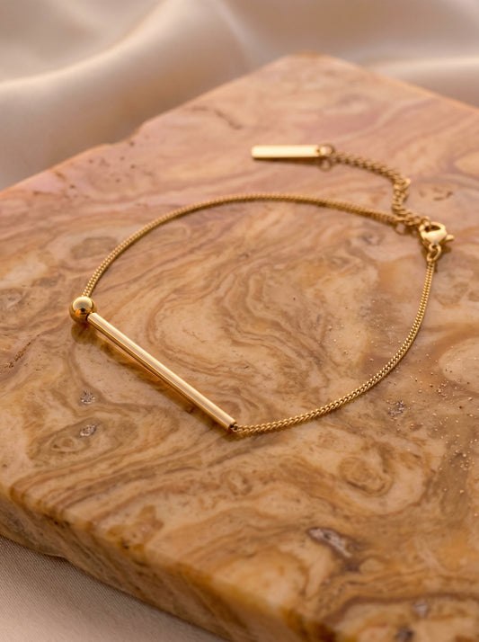 Geometric Gold Long Strip Bead Necklace