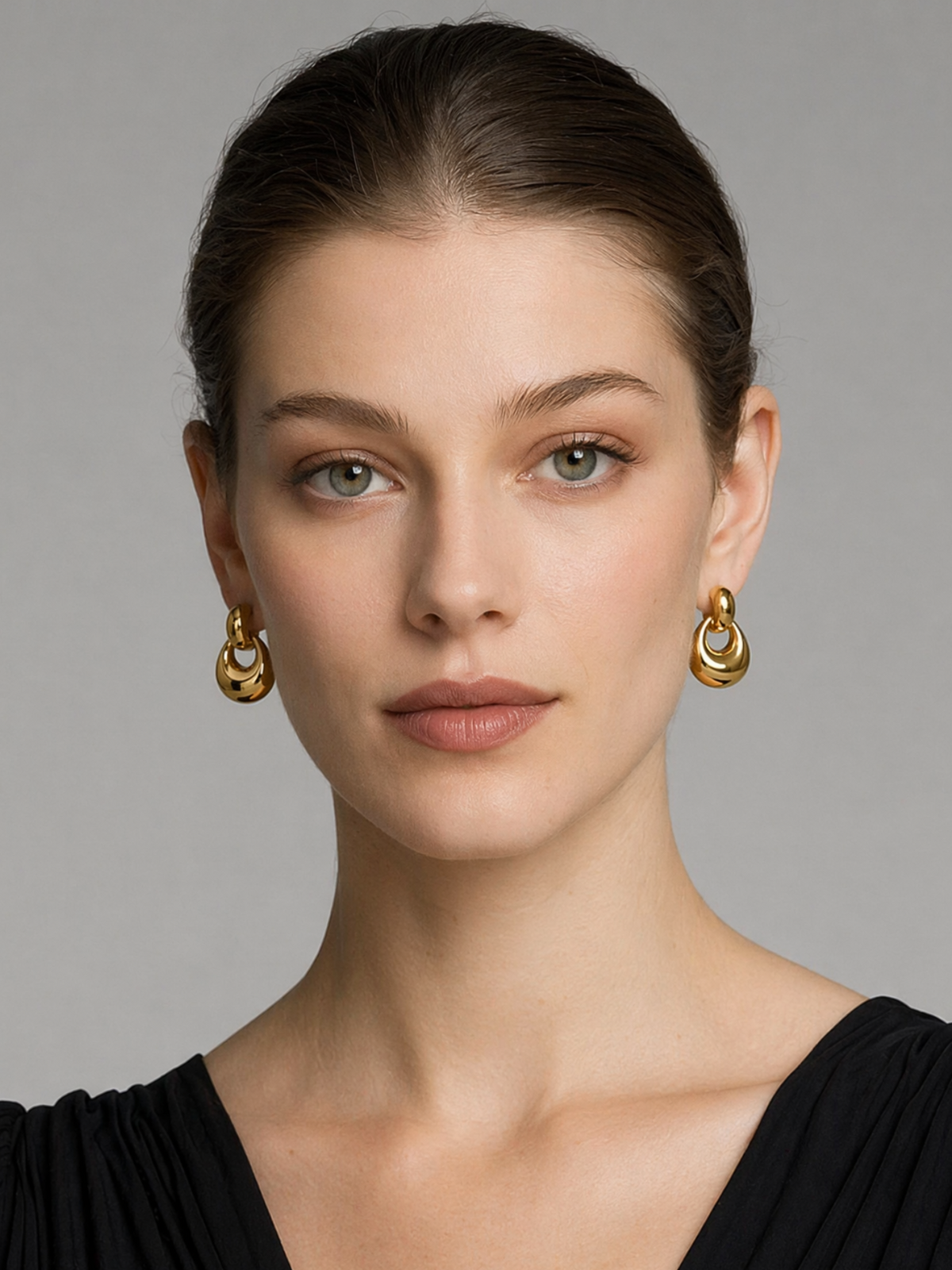 Boucles d'oreilles créoles dorées goutte d'eau vintage française