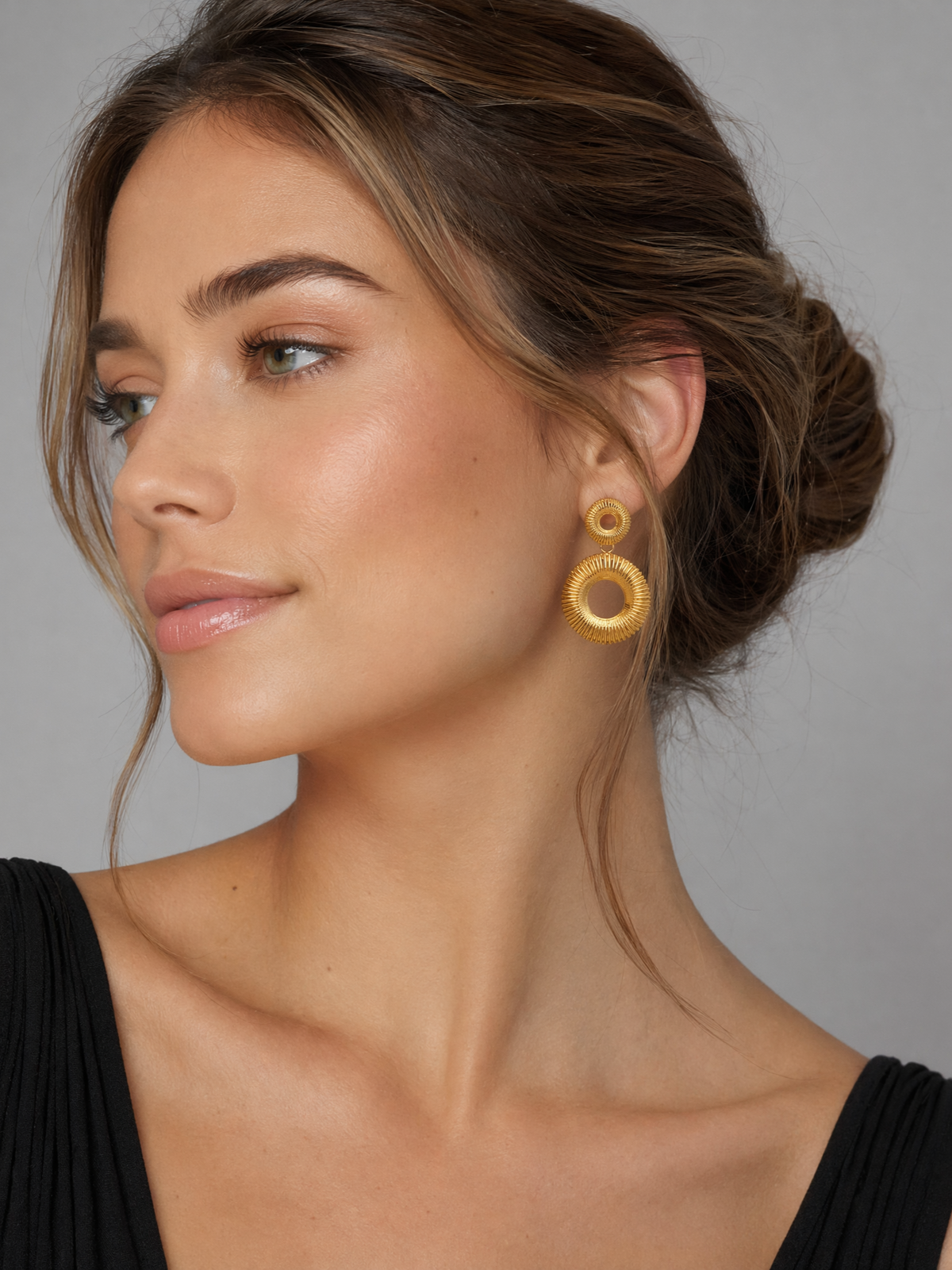Sunburst Double Circle Drop Earrings