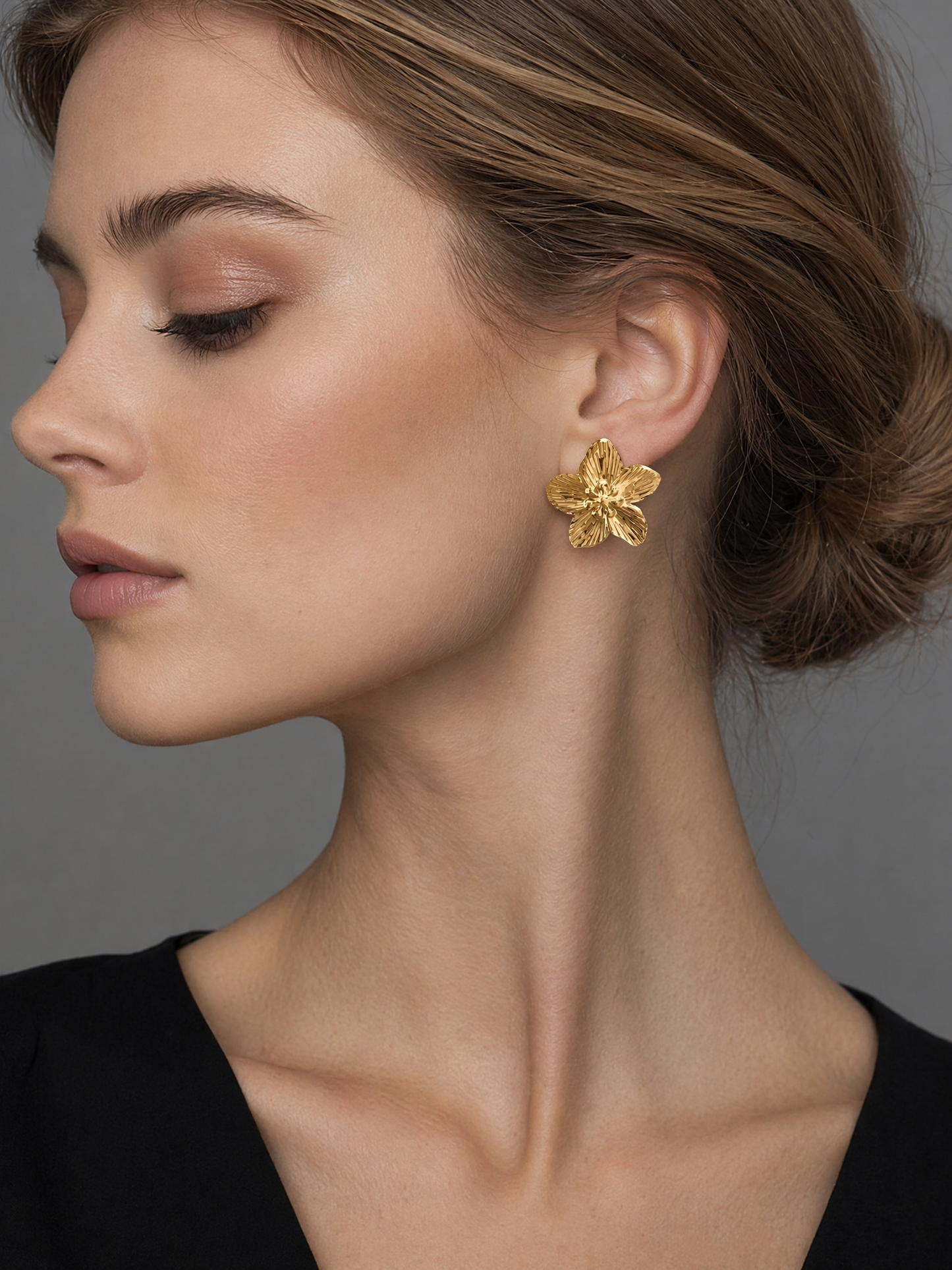 French Vintage Embossed Cicada & Floral Stud Earrings