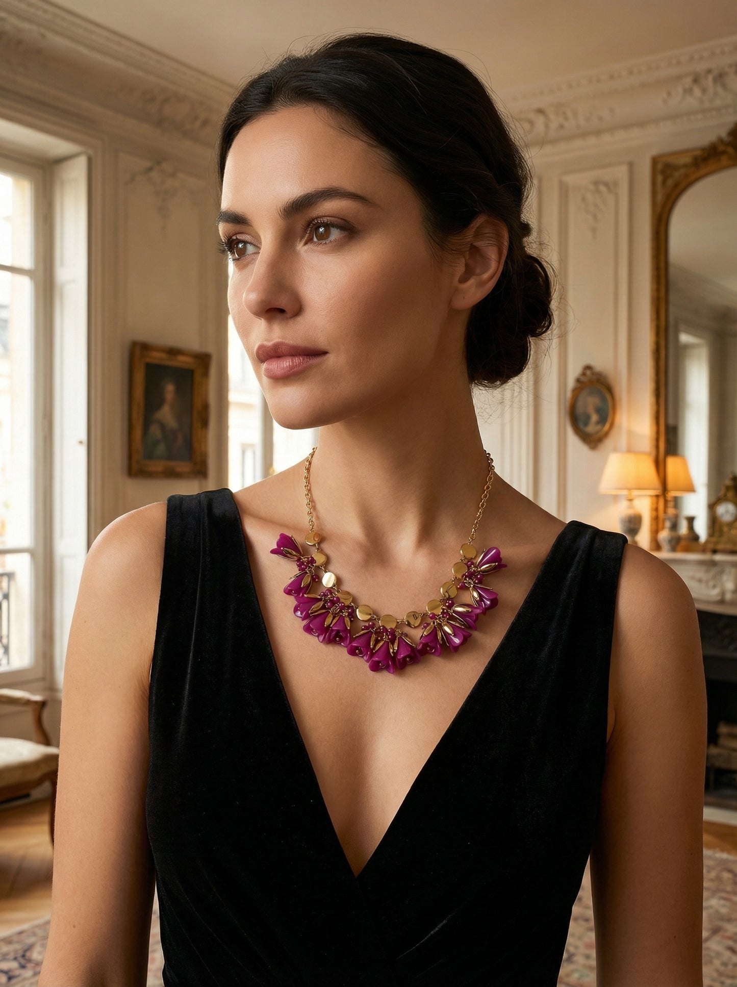 Purple Bellflower Tassel Necklace