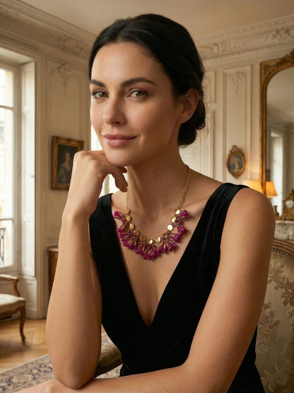 Purple Bellflower Tassel Necklace