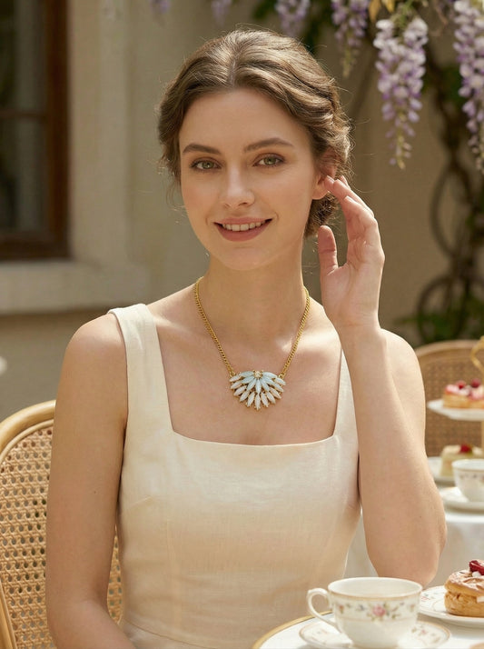 Bohemian Fan-shaped Opal Necklace